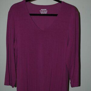 Chico’s Ultimate Tee V-Neck Long Sleeve Top Size 3 (XL) – Purple Stretch T-Shirt